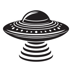 Retro Black and White UFO Silhouette Vector for Graphic Design