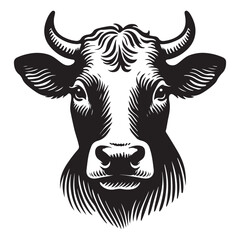 Detailed Cow Head Silhouette Vector Illustration for Dairy Products