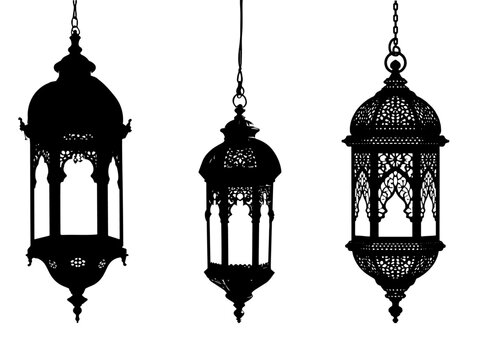 BLACK AND WHITE SILHOUETTE OF LANTERN DESIGN