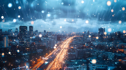 An AI system learning from a digital city’s weather patterns, predicting and adapting urban infrastructure to changing climate conditions.