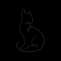 A minimalist, one line drawing of a cat side profile.eps