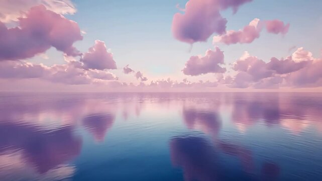 Pink and Purple Sunset Over Calm Ocean