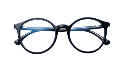 Modern round eyeglasses isolated on transparent background, perfect for vision correction