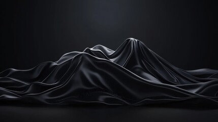 A black, shiny, and smooth fabric draped over a surface.