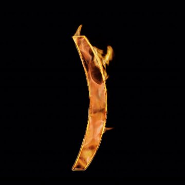 Burning symbol Closing Parenthesis fire special character on Alpha Channel