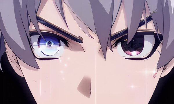 Intense Anime Boy Closeup Illustration Dramatic Heterochromia Eyes
