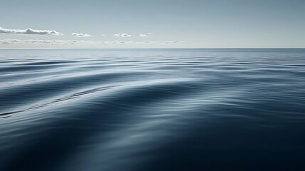 Calm blue ocean water gently undulating under a cloudy sky