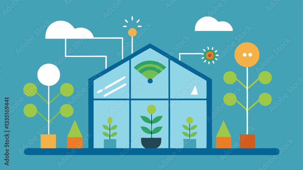 Poster smart greenhouses a smart greenhouse with sensors monitoring temperature and humidity levels with an