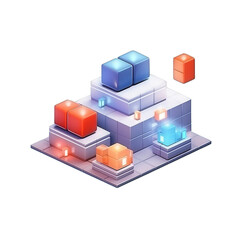 Abstract 3D Cubes, Geometric Design isolated on white or transparent png