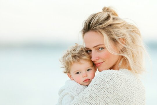 serene portrait capturing maternal figure tenderly embraced by child symbolizing unconditional love and connection