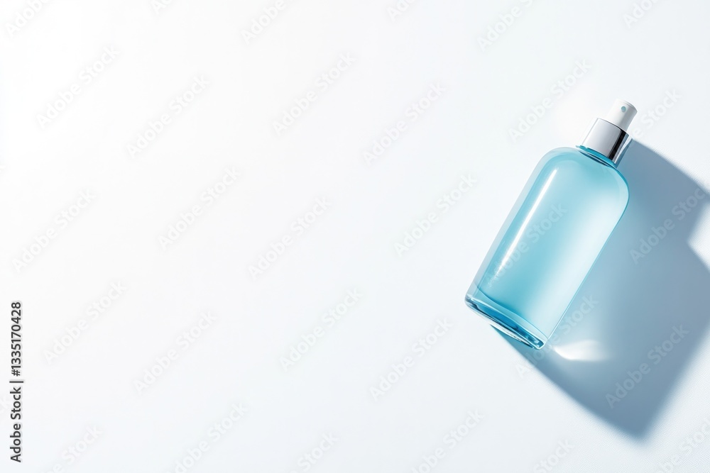 Poster sleek bottle of moisturizing lotion placed on clean white surface with soft shadows designed for min