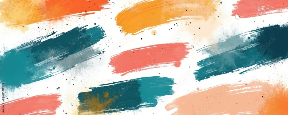 Poster seamless background of colorful paint brush marks. abstract grunge design with hand drawn pattern on