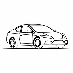 Fototapeta premium a line art illustration of a modern car with a sleek design. The car is presented in a side view, highlighting its smooth curves and details