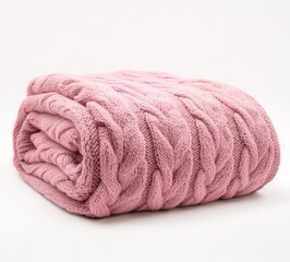Pink cable knit throw blanket