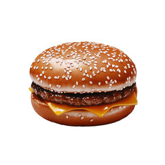 Ultra HD PNG of heavy juicy beef burger with cheese good for food posts isolated on transparent background