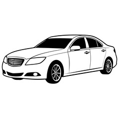 Fototapeta premium a black and white outline of a modern sedan car vector illustration