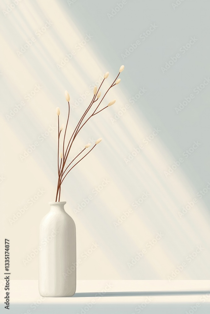 Poster create flat design illustration capturing essence of simplicity with minimalist shapes and neutral c