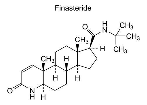 Chemical structure of finasteride, drug substance