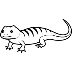 Fototapeta premium a monochrome illustration of a newt with a distinctive striped pattern along its body