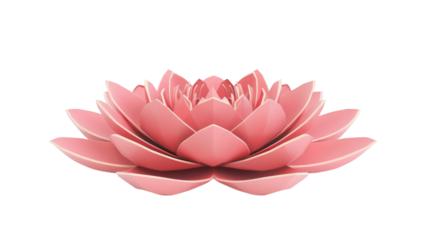 Pink lotus flower 3D render icon isolated on white background