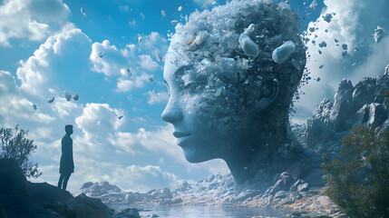 An emotionally intelligent AI reacting to subtle human emotions with customized digital art and empathetic responses in a virtual environment.