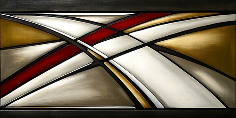 Contemporary Abstract Artwork Featuring Intersecting Metallic Bands