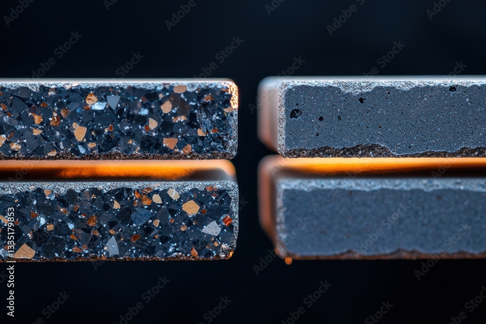 Poster bonding quality of two materials in soft light close-up view realistic texture studio environment