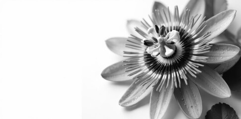 Vibrant purple passion flower, intricate details, white background, purple, blossom