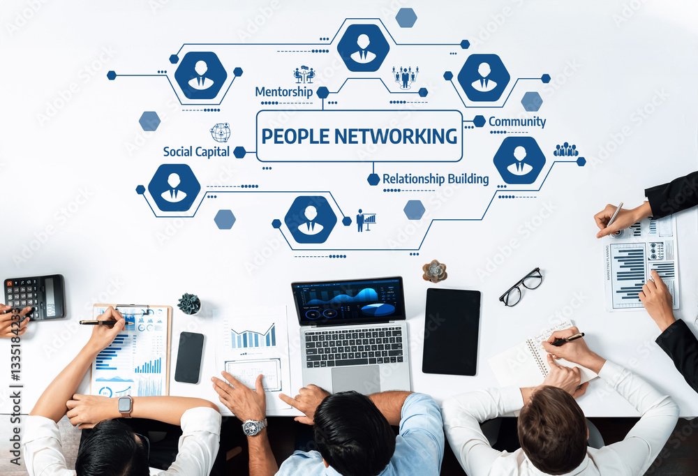 Poster this image illustrates a collaborative people networking concept, showcasing mentorship, community, 