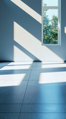 Warm sunlight casting shadows on a gray surface indoor photography minimalist design closeup view for artistic inspiration