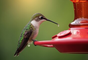 Hummingbird Drinking From Feeder 