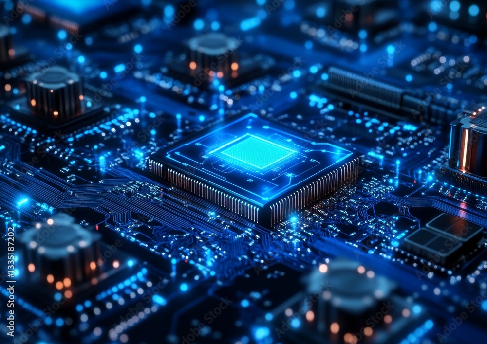 Poster high-tech cpu on circuit board