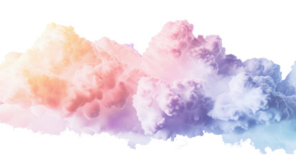 Colorful pastel clouds forming a gradient on transparent background