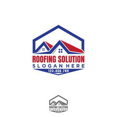 Construction building roofing solution service logo icon design template