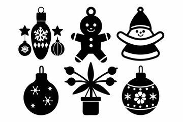 christmas toy icons set for baby silhouette vector illustration