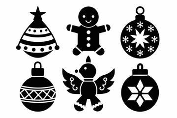 christmas toy icons set for baby silhouette vector illustration