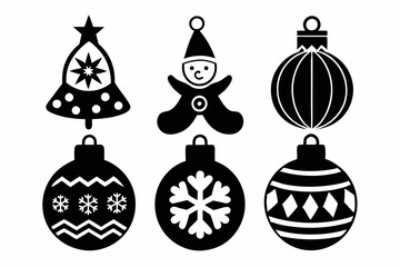 christmas toy icons set for baby silhouette vector illustration