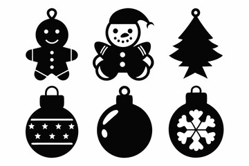 Fototapeta premium christmas toy icons set for baby silhouette vector illustration