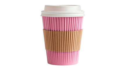 Pink paper cup isolated on white background