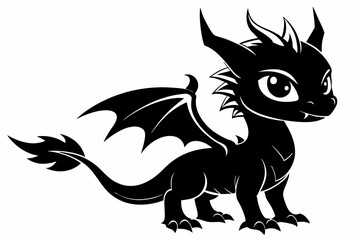 baby dragon line art silhouette vector illustration