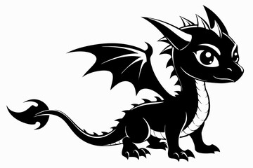 Obraz premium baby dragon line art silhouette vector illustration