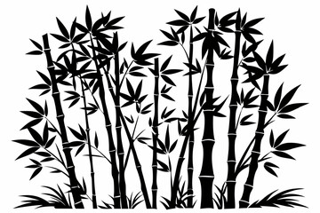 Obraz premium bambus line art silhouette vector illustration