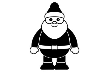 christmas santa full body line art silhouette vector illustration