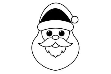christmas santa head line art silhouette vector illustration