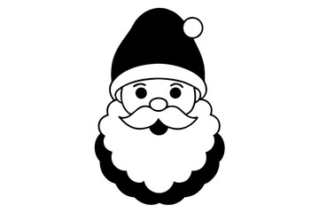 christmas santa head line art silhouette vector illustration