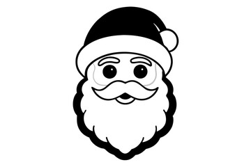 christmas santa head line art silhouette vector illustration