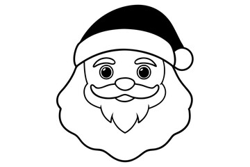 christmas santa head line art silhouette vector illustration