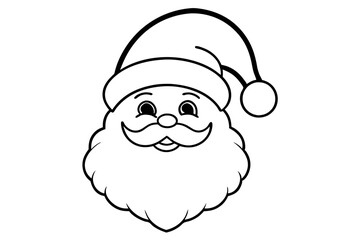 christmas santa head line art silhouette vector illustration
