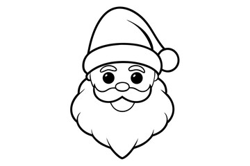 christmas santa head line art silhouette vector illustration