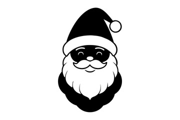 christmas santa head line art silhouette vector illustration